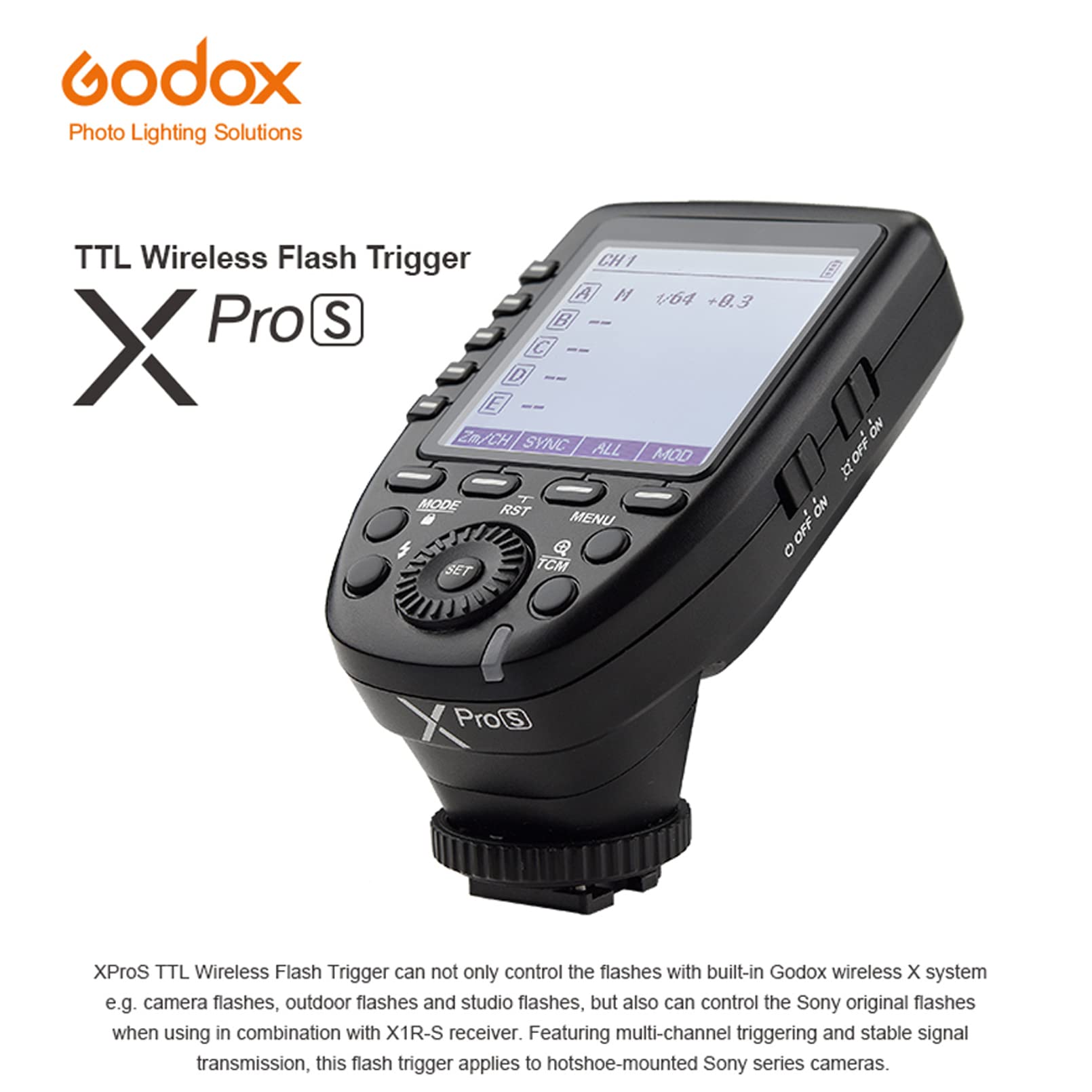 Godox TT600 Camera Flash Speedlite, Master/Slave Function, GN60 Built-in 2.4G Wireless X System 1/8000s HSS Flash with Godox XPro-S TTL Wireless Flash Trigger Compatible for Sony Camera