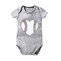 Baby Shirt Summer Solid Color Baseball Cartoon Print Short Sleeved Crawl Clothes 0 To 24 Months Kids Outfits Baby Girls