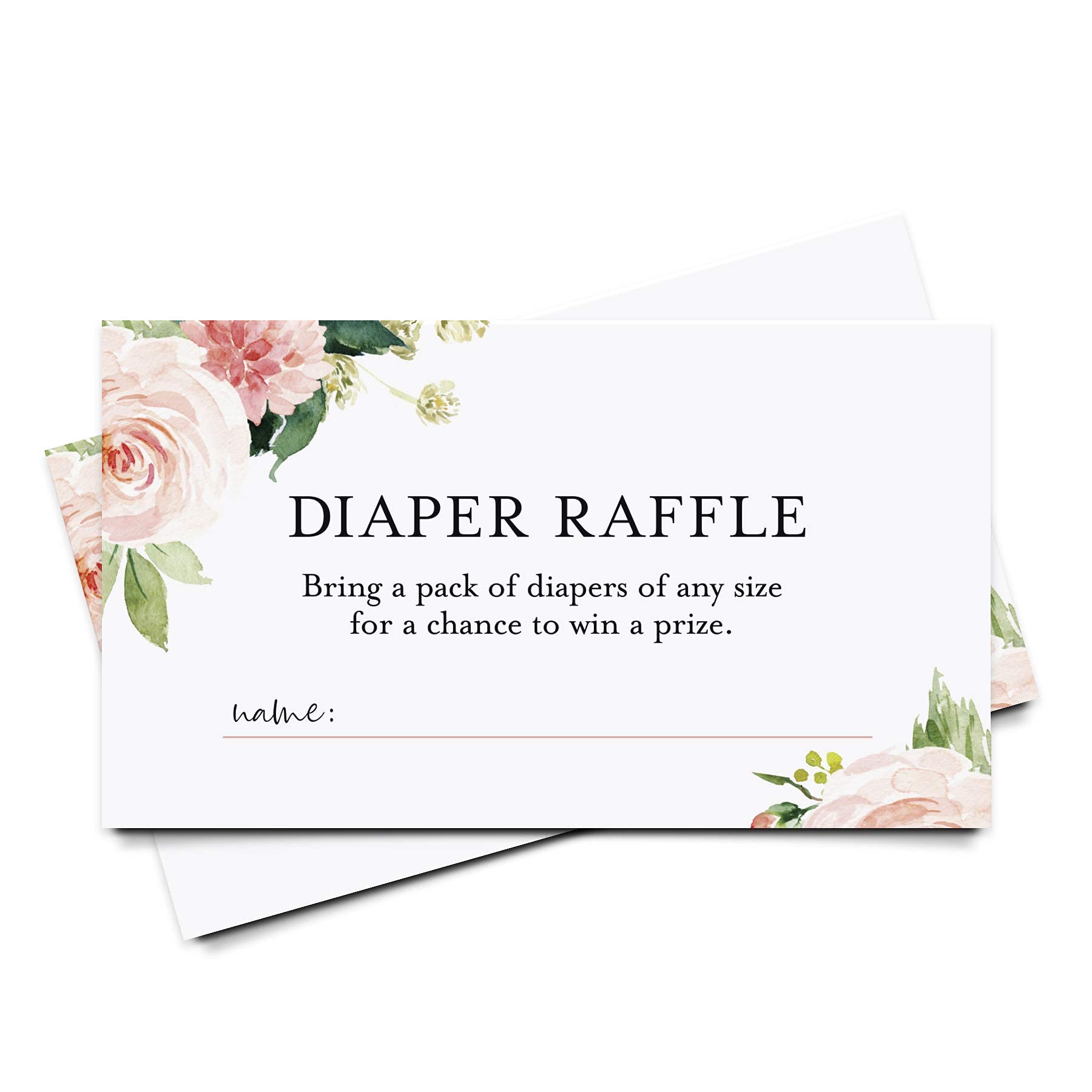 Bliss Collections Diaper Raffle Tickets for Baby Shower, Boho Floral, Invitation Card Inserts for Fun Baby Shower Game with a Chance to Win, 2