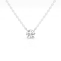 La4ve Diamonds 14K Fine Gold IGI Certified Lab Grown Diamond Pendant Necklace for Women (FG-VS) 0.50 to 3.00 Carat in Round Cut (White, Yellow & Rose Gold)