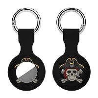 Pirate Skull Printed Silicone Case for AirTags with Keychain Protective Cover Air Tag Finder Tracker Accessories Holder