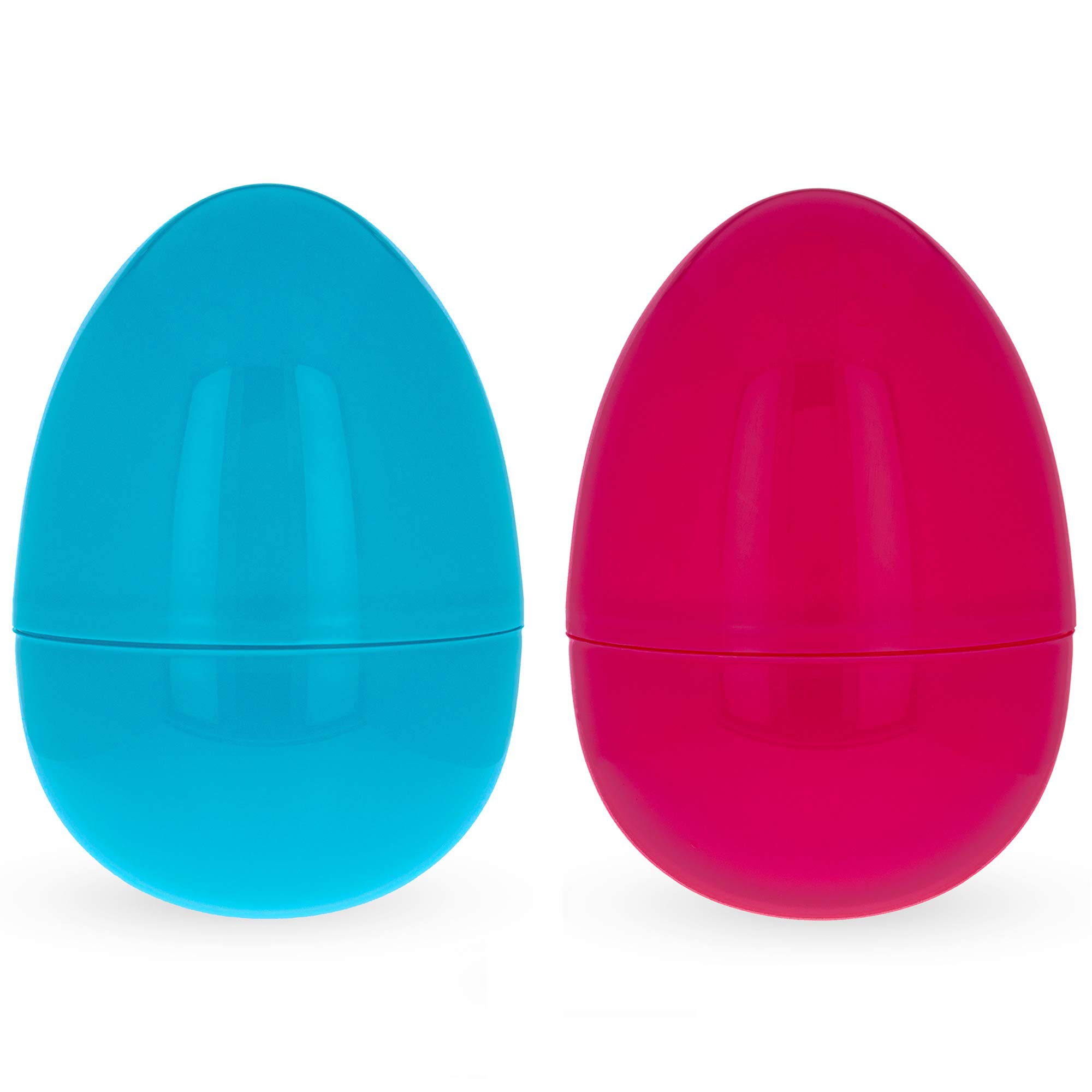 Set of 2 Pink And Blue Giant Jumbo Size Fillable Plastic Easter Eggs 10 Inches