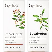 Clove Oil for Tooth Aches & Eucalyptus Essential Oil for Diffuser Set - 100% Pure Therapeutic Grade Essential Oils Set - 2x10ml - Gya Labs