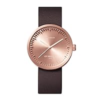 D38 Tube Watch | Rose Gold/Brown Leather Watch Band