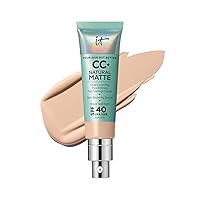 IT Cosmetics CC+ Cream Natural Matte Foundation with SPF 40 - Shine-Reducing & Long-Wear Full Coverage Foundation For Oily Skin - With Hyaluronic Acid - Fragrance Free & Non-Comedogenic - 1.08 fl oz