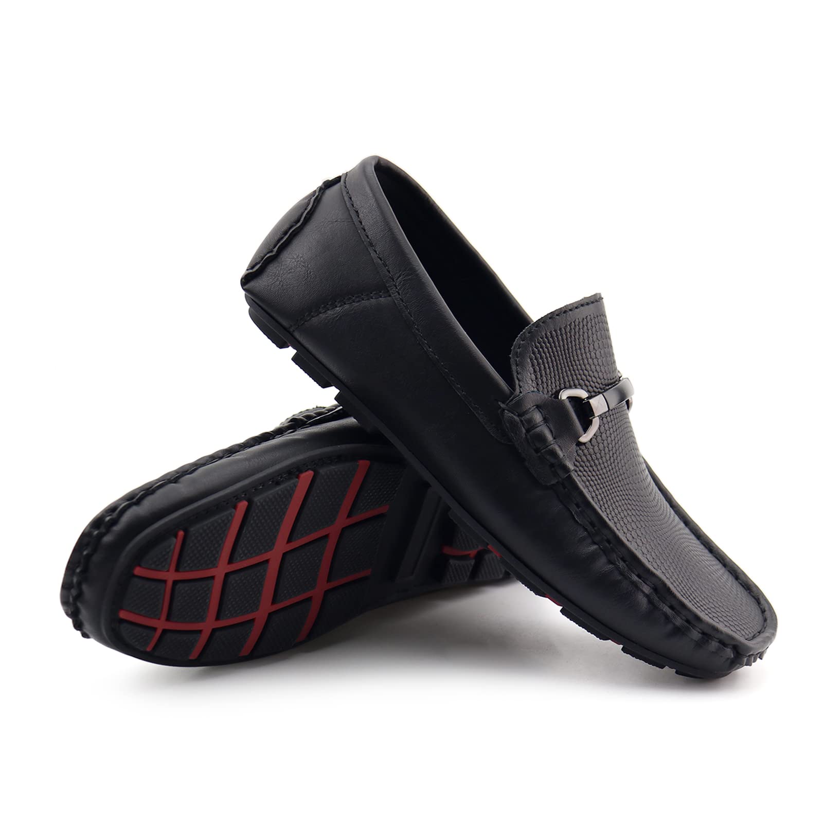 JABASIC Kids Penny Loafer Casual Slip-On Moccasin Flats Boys Dress Shoes