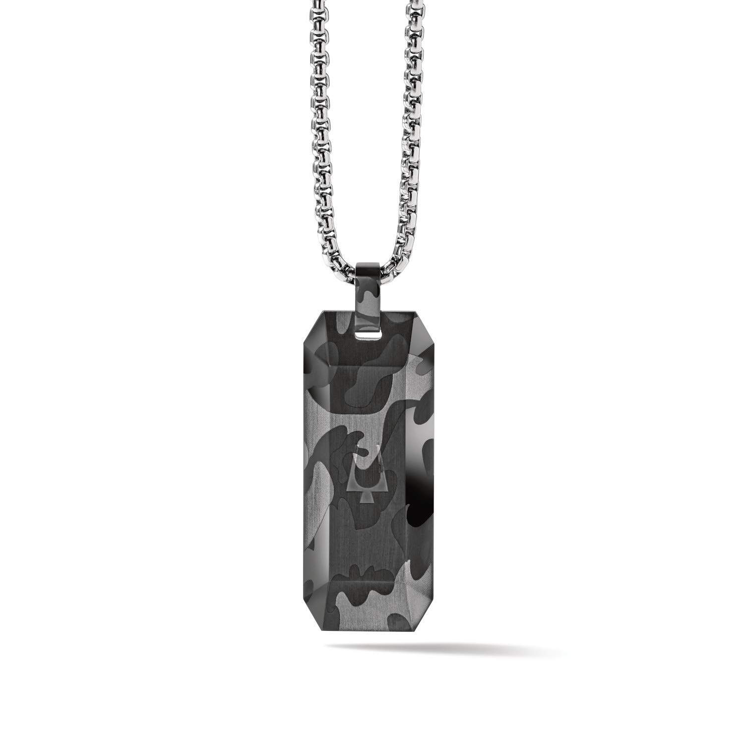 Bulova Jewelry Men's Precisionist Round Box Link Chain Necklace with Dog Tag Pendant Style