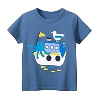 Hoodie Top Boys Summer Toddler Boys Girls Short Sleeve Cartoon Prints Casual Tops for Kids Clothes Dry Set