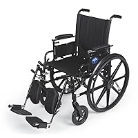 Medline Plus Wheelchair, Swing-Back Desk-Length Arms, Elevating Leg Rests and Anti-Tippers, 18