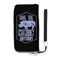 Save The Chubby Unicorns Wristlet Wallet Leather Long Card Holder Purse Slim Clutch Handbag for Women