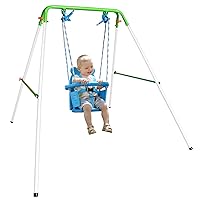 My First Toddler Swing - Heavy-Duty Baby Indoor/Outdoor Swing Set with Safety Harness, Blue, 52