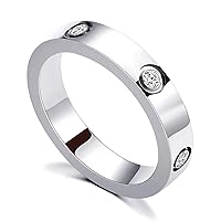 Love Friendship Ring 18K Gold Silver Rose Plated Cubic Zirconia Stainless Steel Promise Ring Wedding Band Jewelry Birthday Gifts for Women