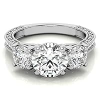 HNB Gems 4 TCW Round Colorless Moissanite Engagement Ring for Women/Her, Wedding Bridal Ring Sets, Eternity Sterling Silver Solid Gold Diamond Solitaire 4-Prong Set for Her