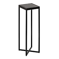 Kate and Laurel Jaspur Modern Square Drink Table, 7 x 7 x 21, Black and Black Marble, Decorative Contemporary Accent Table for Stylish Display and Storage