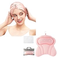 100% Mulberry Double Layered Silk Hair Bonnet with Kont Design & Ergonomic Pink Bath Pillows for Tub Neck and Back Support