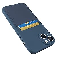 for iPhone 15 Case with Card Holder Soft Liquid Silicone Credit Card ID Slot, Full Camera Scratchproof Shockproof Protective Cover iPhone 15 Wallet Case for Women Men Blue