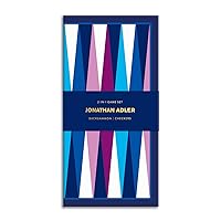 Jonathan Adler 2-in-1 Travel Game Set, Checkers and Backgammon – Perfect for Game Night – Chic, Portable Travel Board Games Featuring Jonathan Adler Designs – Great Gift Idea