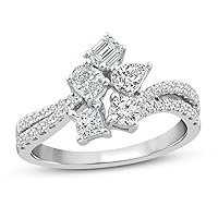 1 ctw Emerald Cut 14K White Gold Over .925 Sterling Silver Everything cubic-zirconia Ring For Womens