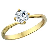Silver City Jewelry 14K Yellow Gold Diamond Solitaire Ring Round 1.5cttw, Sizes 5-10