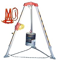 Heavy duty rescue tripod with 7m safety rope, 1800ibs Confined space aluminum alloy tripod system, for Underground Pipe, Tunnel, Working in High Places