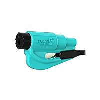 The Original Emergency Keychain Car Escape Tool, 2-in-1 Seatbelt Cutter and Window Breaker, Made in USA, Teal- Compact Emergency Hammer