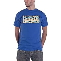 Oasis T Shirt Camo Band Logo Official Mens Royal Blue