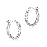 Silver Bracelets and Chain Huggie Hoop Earrings for Women Girls Metal Fashion Jewelry Gifts