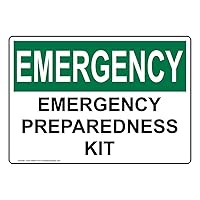 EMERGENCY Emergency Preparedness Kit OSHA Label Decal, 5x3.5 inch 4-Pack Vinyl