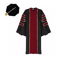 Unisex Doctoral Graduation Gown and 8 Side Tam Package for Faculty and Professor Phd