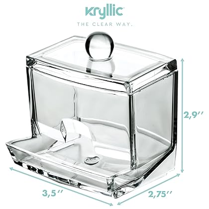 Kryllic Qtip Holder - Qtip Dispenser Cotton Swab Ball Pad Holder Compact Organizer Bathroom Jars Bathroom Containers Qtip Jar Storage Q Tip Holder