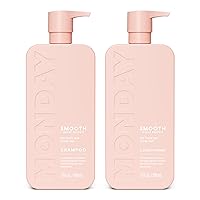 Smooth Shampoo + Conditioner Bathroom Set (2 Pack) 27oz Each for Frizzy, Coarse, and Curly Hair, Made from Coconut Oil, Shea Butter, & Vitamin E, 100% Recyclable Bottles