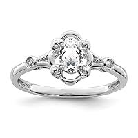 925 Sterling Silver Polished Open back White Topaz and Diamond Ring Measures 2mm Wide Jewelry for Women - Ring Size Options: 10 5 6 7 8 9