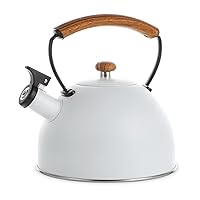 YSSOA Whistling Tea Kettle for Stovetop, 3.17 Quart Stainless Steel Teapot with Cool Touch Ergonomic Handle, White