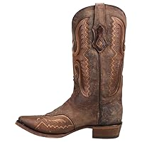 Corral Boots Mens Distressed Tan Eagle And Embroidery Snip Toe Casual Boots Mid Calf - Brown