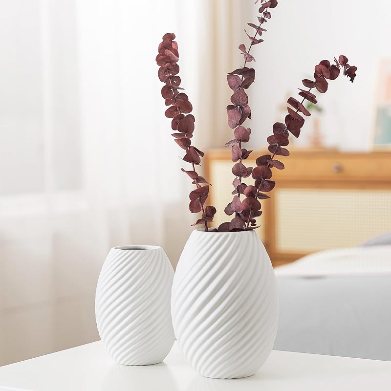 Mua COTYNI White Ceramic Vases Set 2, Flower Vase Minimalism Style ...