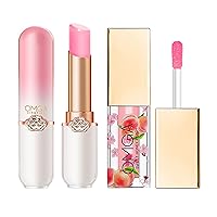 Color Changing Lip Balm Magic Lip Gloss Set, Glossy Lipstick, Peach Essence Lip Gloss, Long Lasting Moisturizing Lip Care Set, Ideal Present for Young Girls