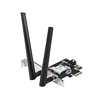 ASUS PCE-AXE5400 WiFi6 6E PCI-E Adapter with 2 External Antennas. Supporting 6GHz Band, 160MHz, Bluetooth 5.2, WPA3 Network Security, OFDMA and MU-MIMO