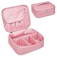 Narwey Travel Makeup Bag Large Cosmetic Bag Makeup Case Organizer for Women (Pink)