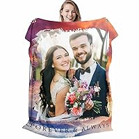 D-Story Custom Blanket with Photo Personalized Couples Gifts: Made in USA, Customized Picture Blanket Birthday Anniversary Wedding Christmas Memorial Gifts for Dad Mom Boyfriend