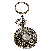 Metal Vintage Pocket Watch Sun Sign Rashi Keychain., Bronze, Standard, Antique