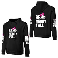 Men And Women Cotton Solid Color Hooded Sweatshirt Be Merry Y'all Christmas