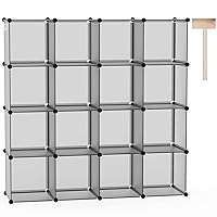 C&AHOME Cube Storage Organizer, 16-Cube Shelves Units, Closet Cabinet, DIY Plastic Modular Book Shelf, Ideal for Bedroom, Living Room, Office, 48.4