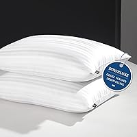 downluxe Goose Down Pillows - Hotel Collection Feather Pillows Set of 2 for Back, Stomach or Side Sleepers, Queen Size (20