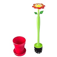 Flower Power Toilet Set, 4-1/2-Inches by 9-Inches, Red, Green