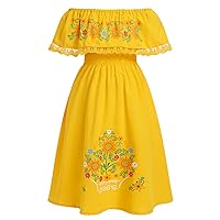 IMEKIS Toddler Kids Girl Mexican Dress Traditional Floral Print Ethnic Wear Fiesta Dresses Birthday Outfit 2-7T