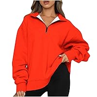 Ceboyel Womens Quarter Zip Oversized Sweatshirt Solid Pullover Hoodie Y2K Fall Sweaters Shirts Fashion Trendy Clothes 2023