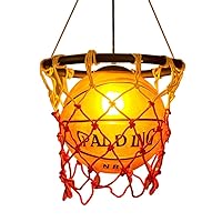 Creative Basketball Net Pendant Lamp Light Round Ball Hanging Ceiling Lighting for Children Bedroom Indoor Home Kitchen Restaurant Bar Cafe Decoration fixtures E27