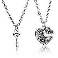 1 Set Couples Necklace Only The Key Holder Can Unlock My Heart Broken Heart Key Pendants