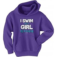 Threadrock Big Girls' I Swim like a Girl Try to Keep Up Youth Hoodie Sweatshirt