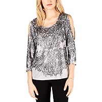 Womens Liquid Cold Shoulder Pullover Blouse